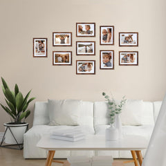 Bilderrahmen Collage Set für 10x15 und 13x18 Fotos, Braun - 10er Set