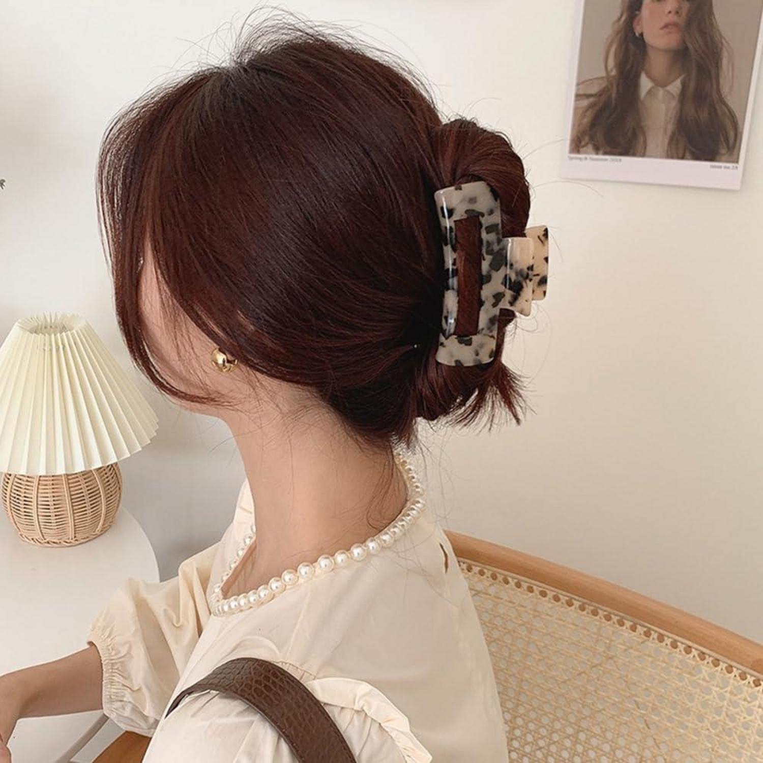 3er Set Acetat-Haarspangen Leopard Muster Haarstyling-Zubehör