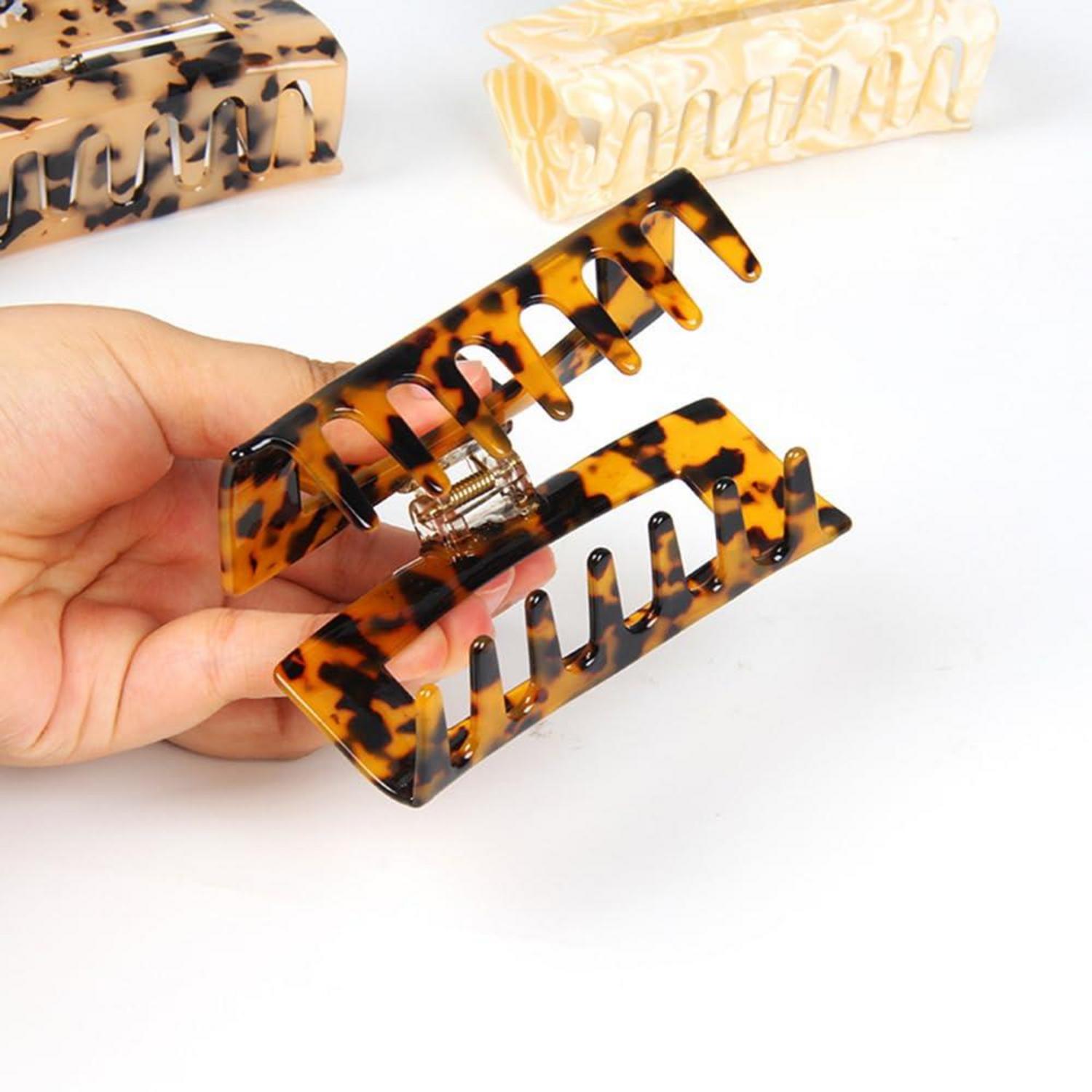 3er Pack Acetat-Haarklammern Leopard French Design Haarspangen