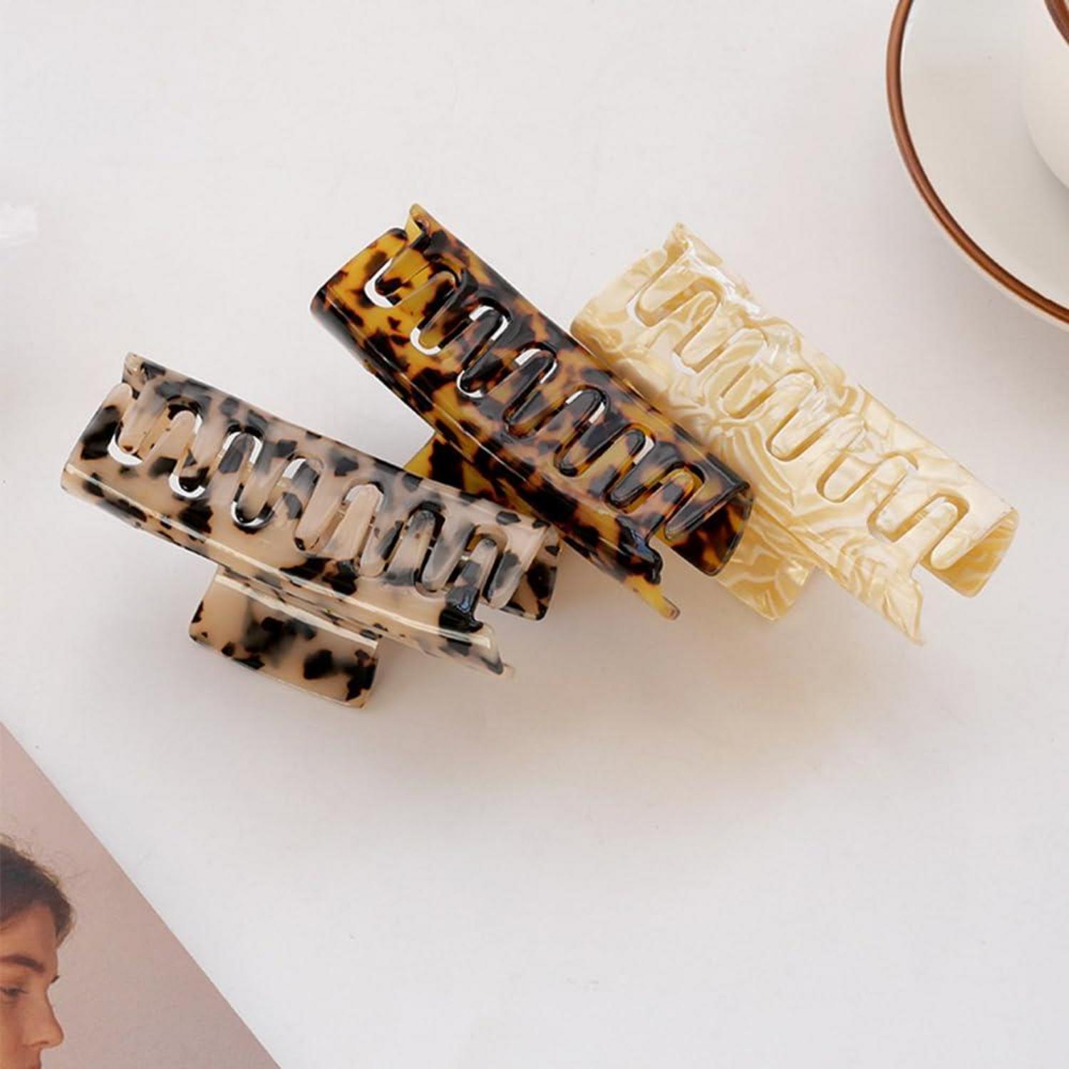 3er Set Acetat-Haarklammern Leopard Haarspangen Haarstyling-Zubehör