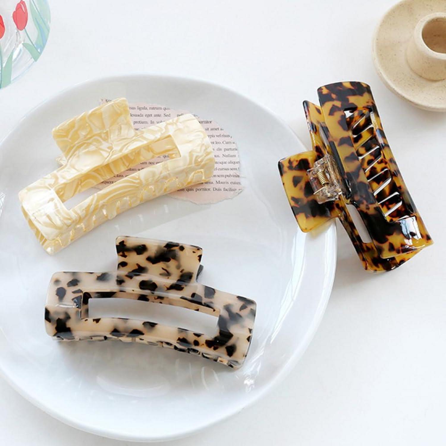 3er Set Acetat-Haarklammern Leopardenmuster Haarspangen Damen Mädchen
