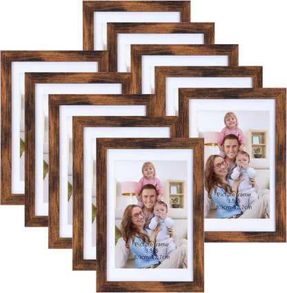 Bilderrahmen Collage Set für Fotos 9x13 10x15 cm Wand Tisch Braun