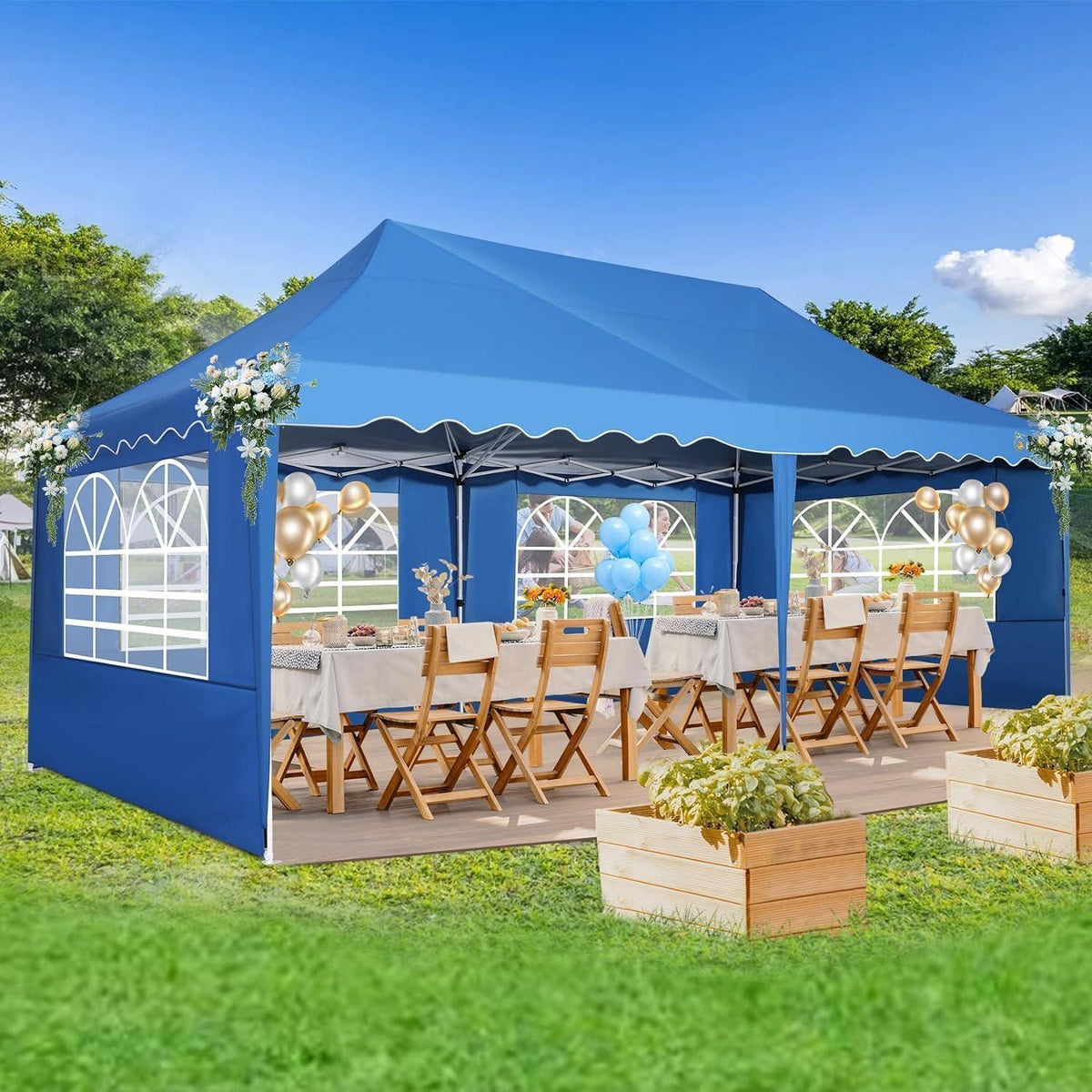 Faltpavillon 3x6 mit Seitenwänden – Wasserdicht & UV50+