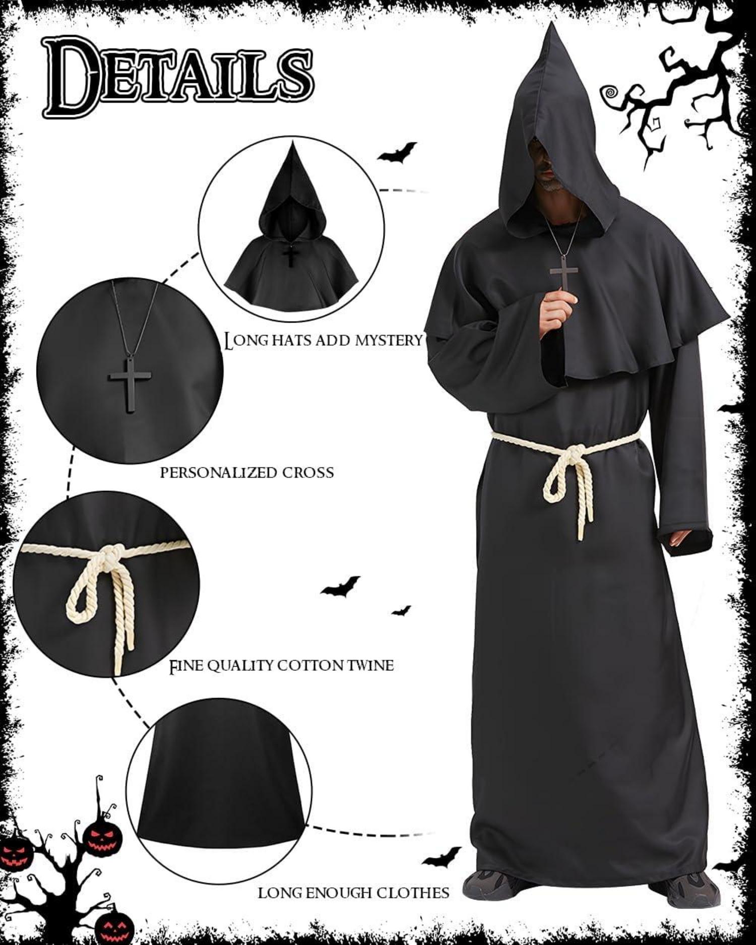 Mittelalter Mönch Robe Priester Kostüm Halloween Zauberer