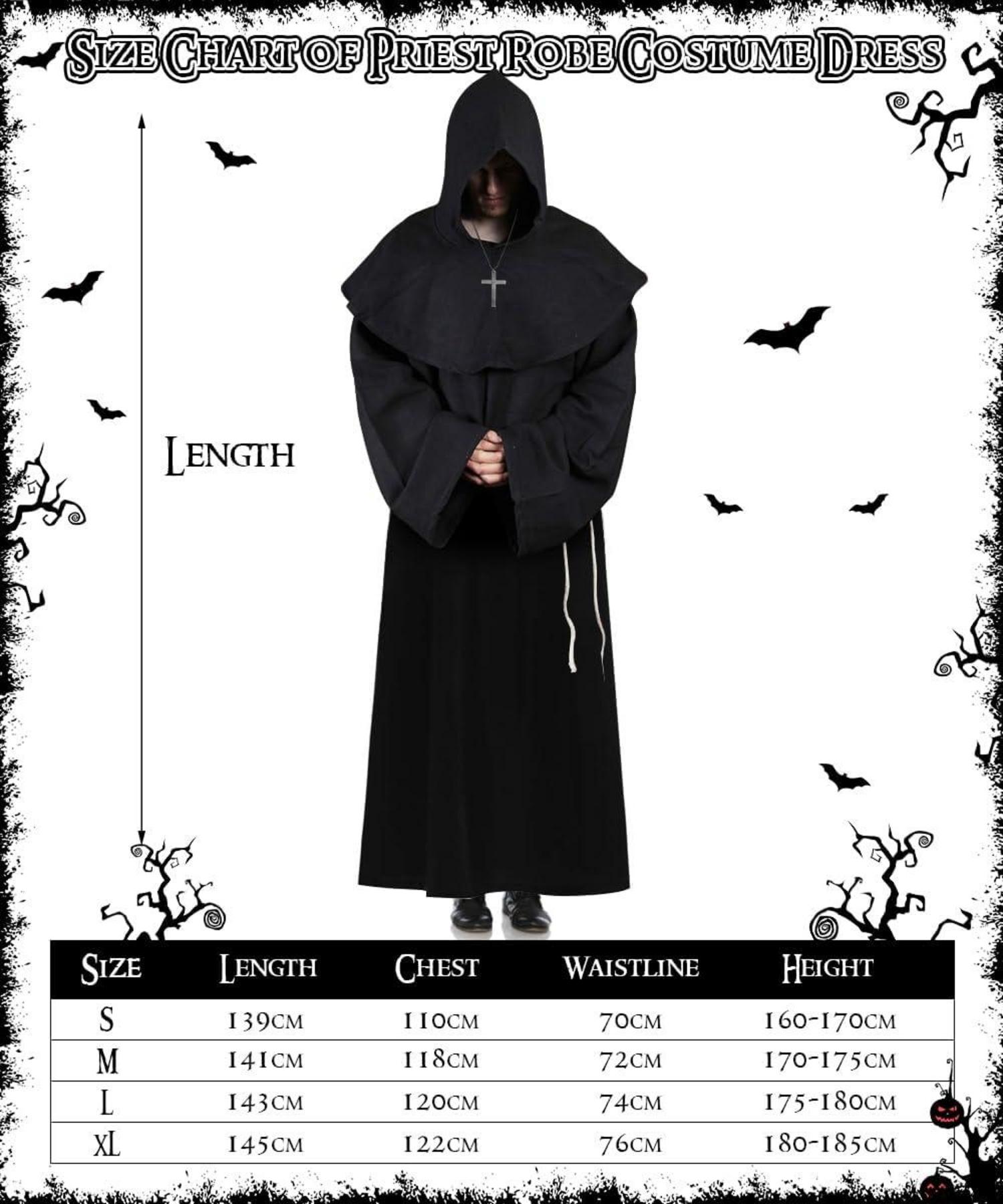 Mittelalter Mönch Priester Kostüm Halloween Zauberer Mantel Kit