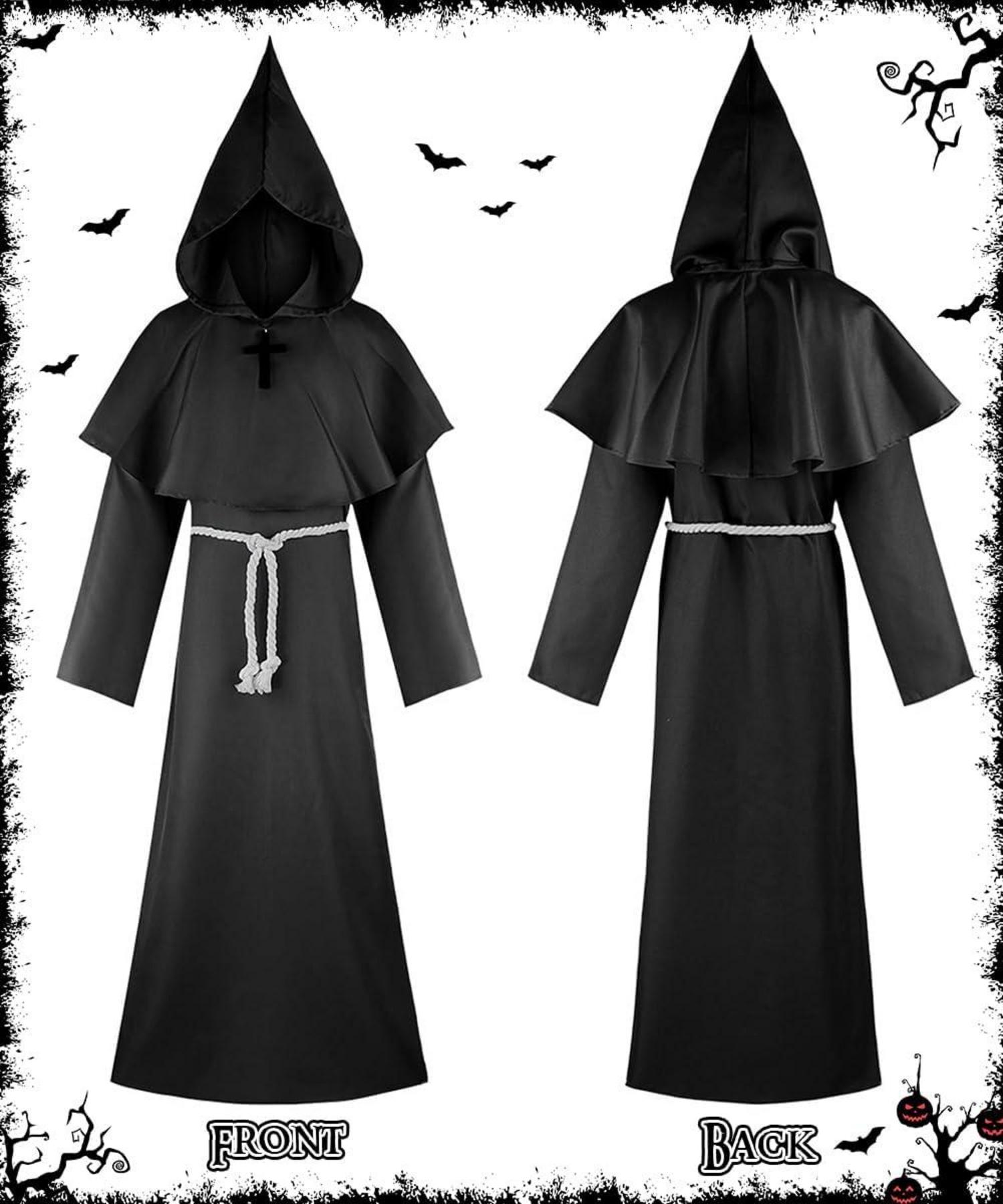 Mittelalter Mönchskostüm Hooded Priester Kostüm Renaissance Halloween Zauberer Kostüm