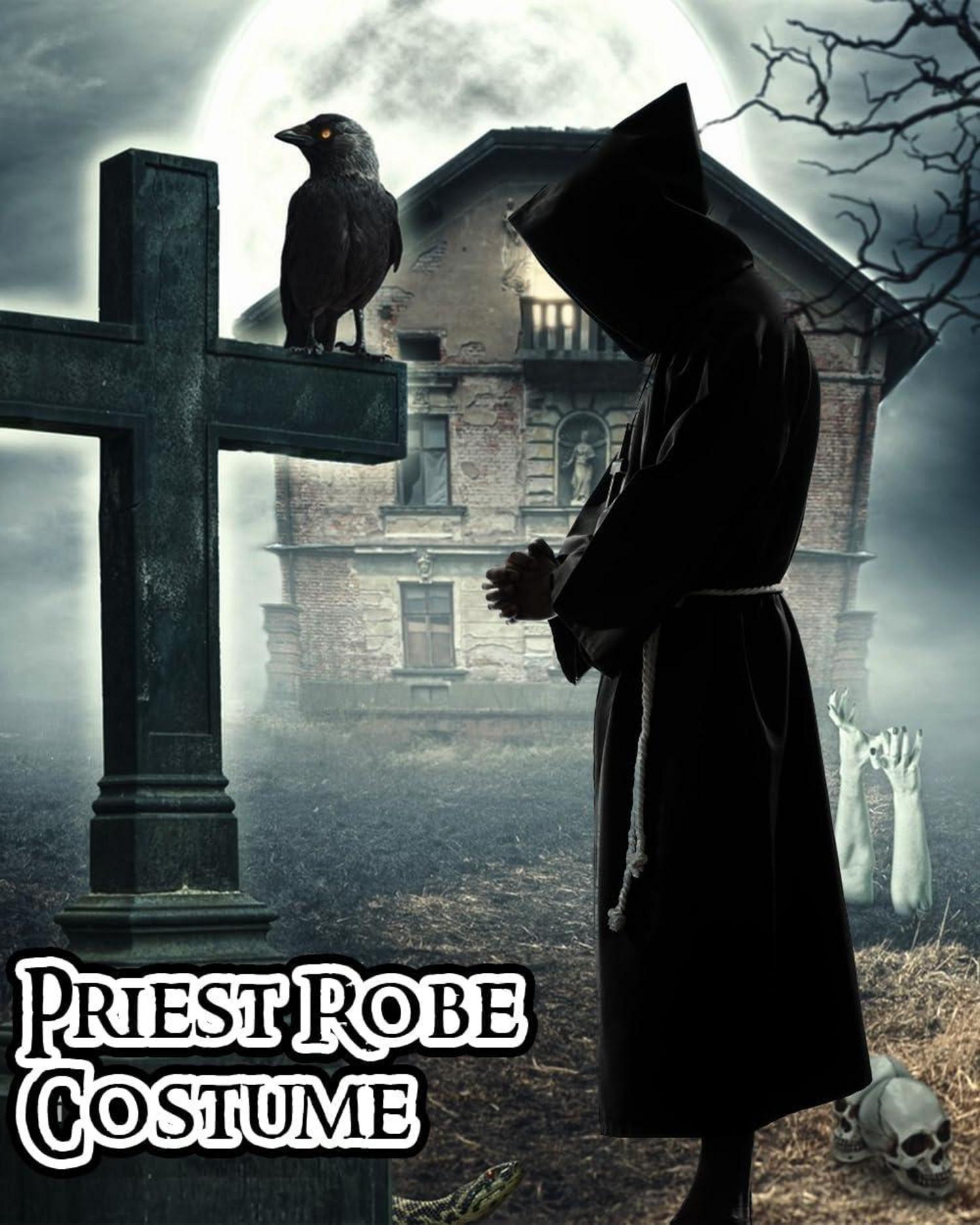 Mittelalter Mönch Robe Priester Kostüm Halloween Zauberer Mantel
