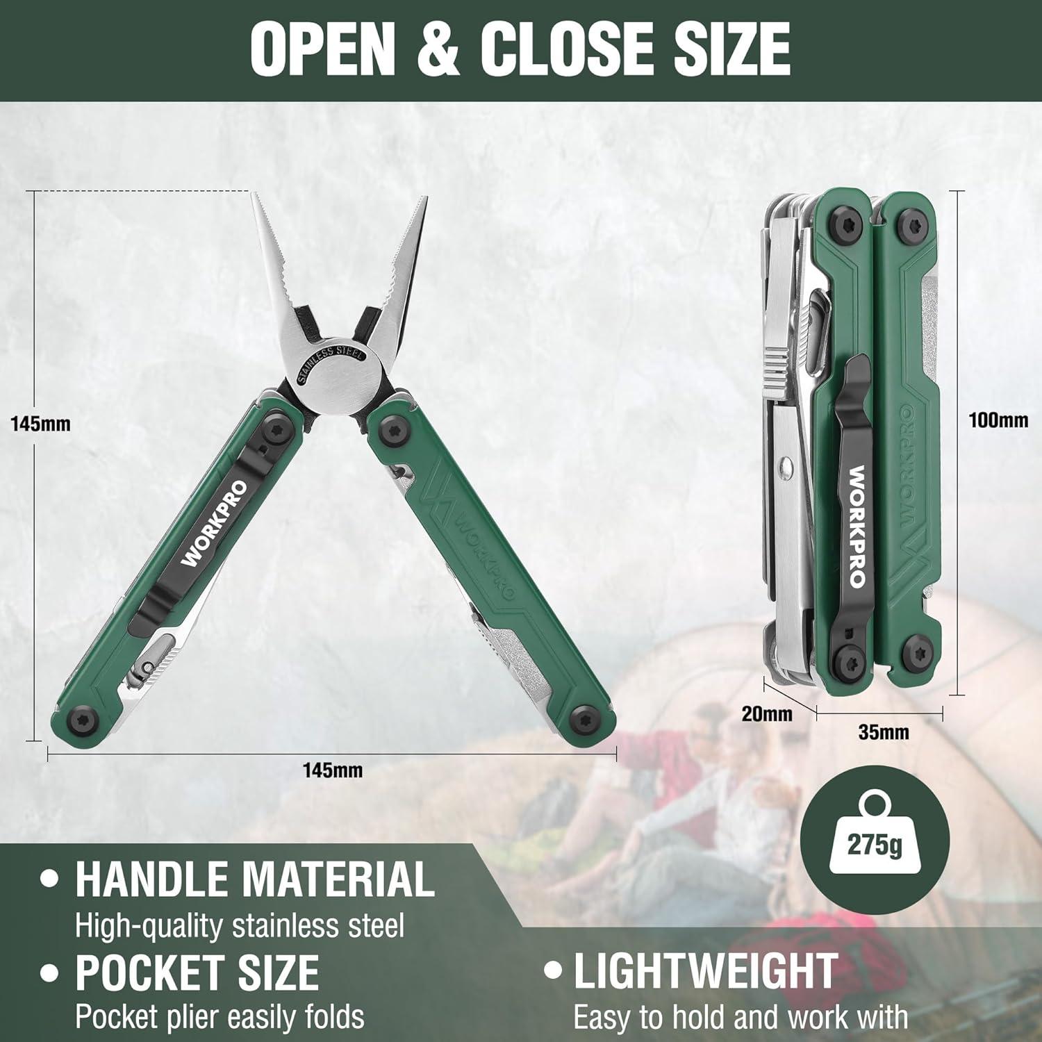 Multifunktionszange 18-in-1 Werkzeug Edelstahl Multitool Grün
