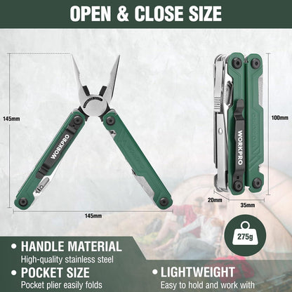 Multifunktionszange 18-in-1 Werkzeug Edelstahl Multitool Grün
