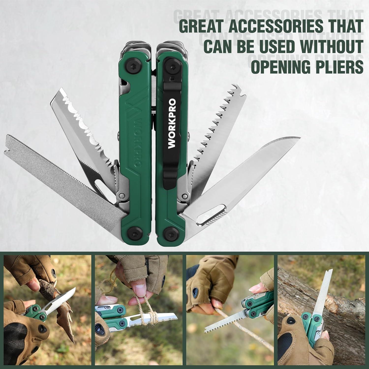 Multitool Werkzeug Edelstahl Multifunktionszange 18 in 1 Camping Reparieren Grün