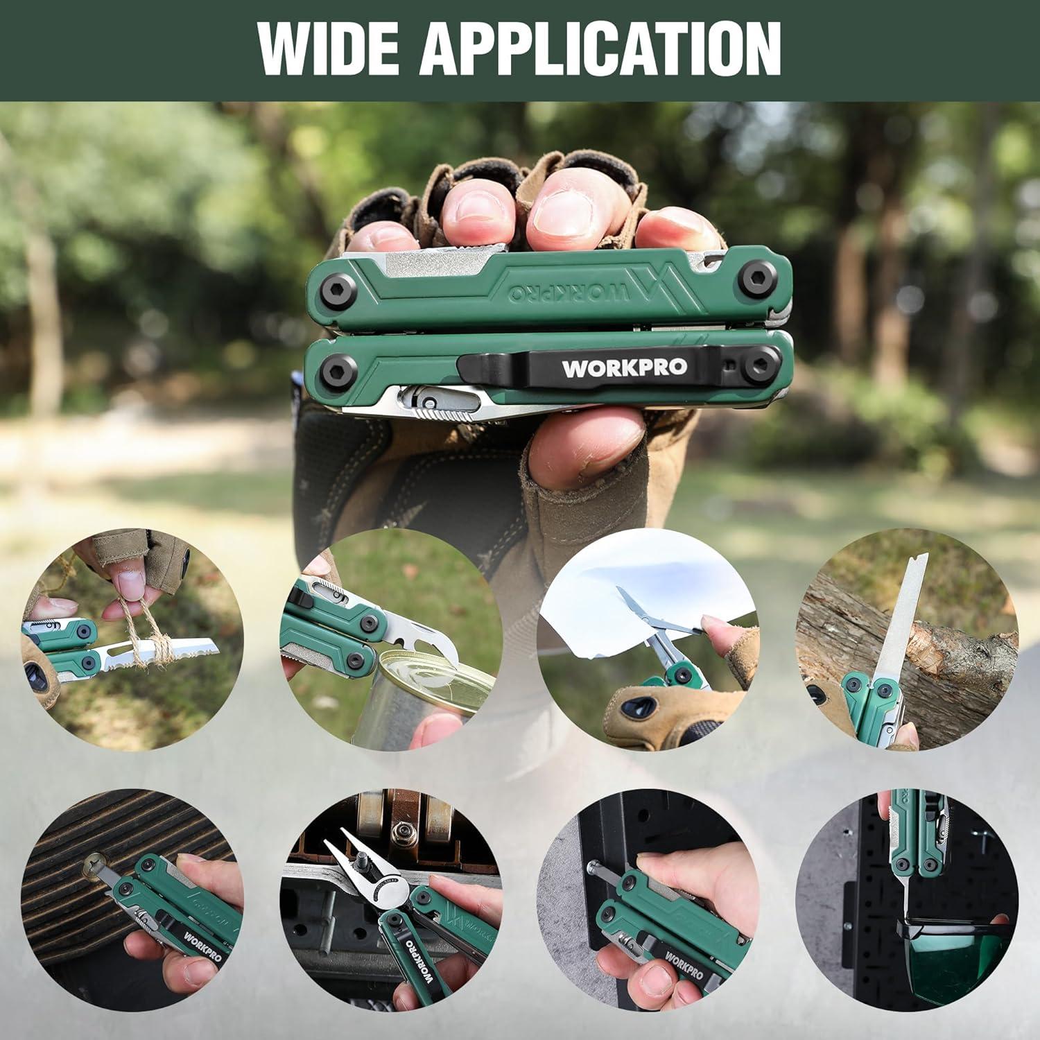 Multitool Werkzeug Edelstahl Multifunktionszange 18 in 1 Camping Reparieren Grün