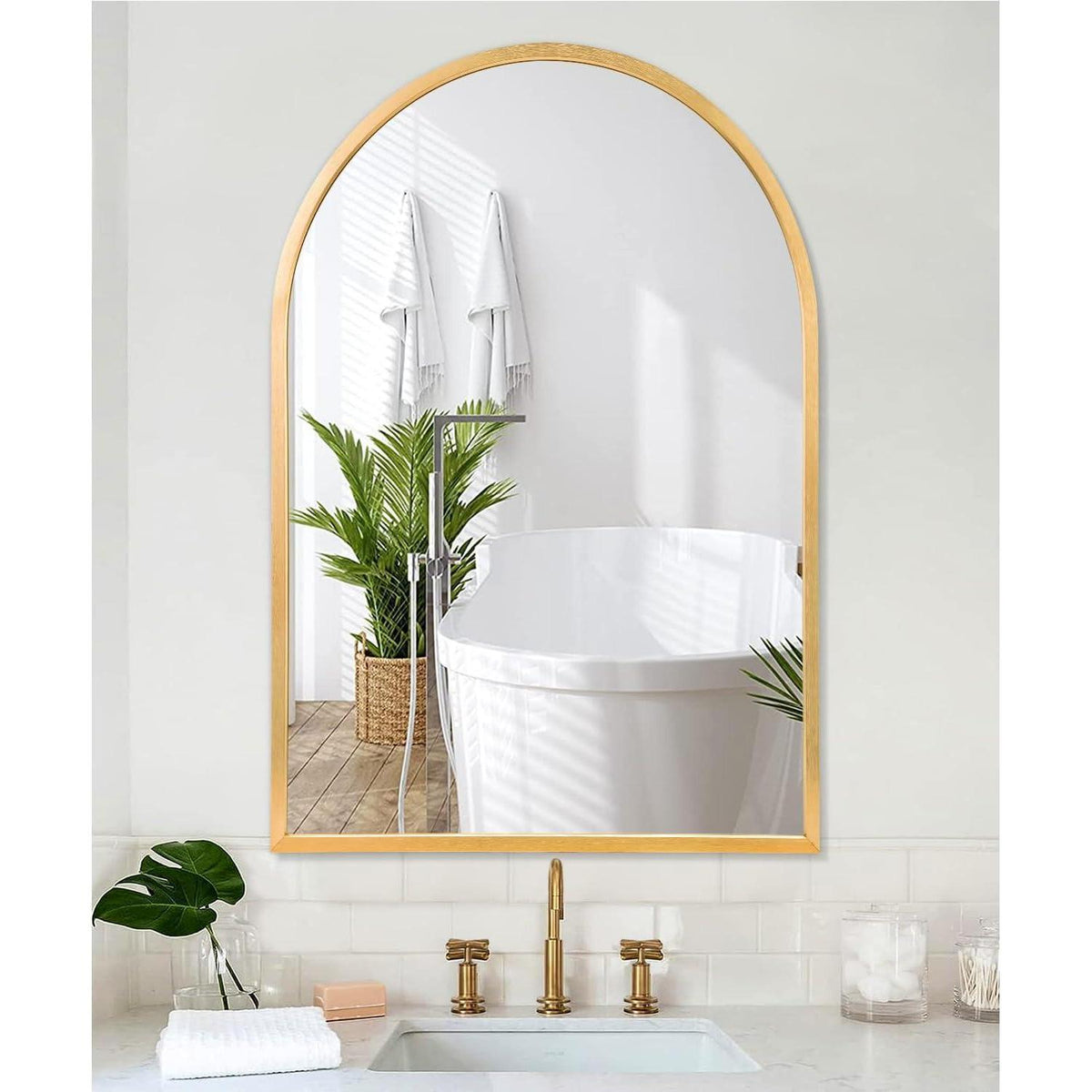 Gewölbter Wandspiegel Gold – 70x50cm, Elegantes Design