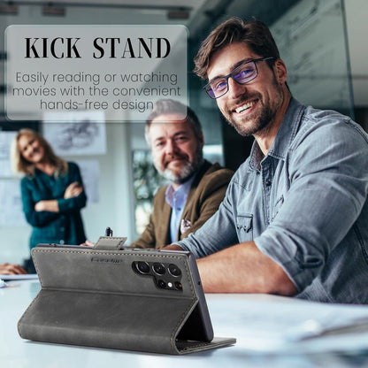 Samsung Galaxy S23 Ultra 5G Handyhülle Premium Leder RFID Stand Klapphülle - Grau