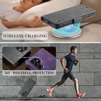 KZB Samsung Galaxy S23 Ultra 5G Hülle Leder Klapphülle RFID Standfunktion Grau
