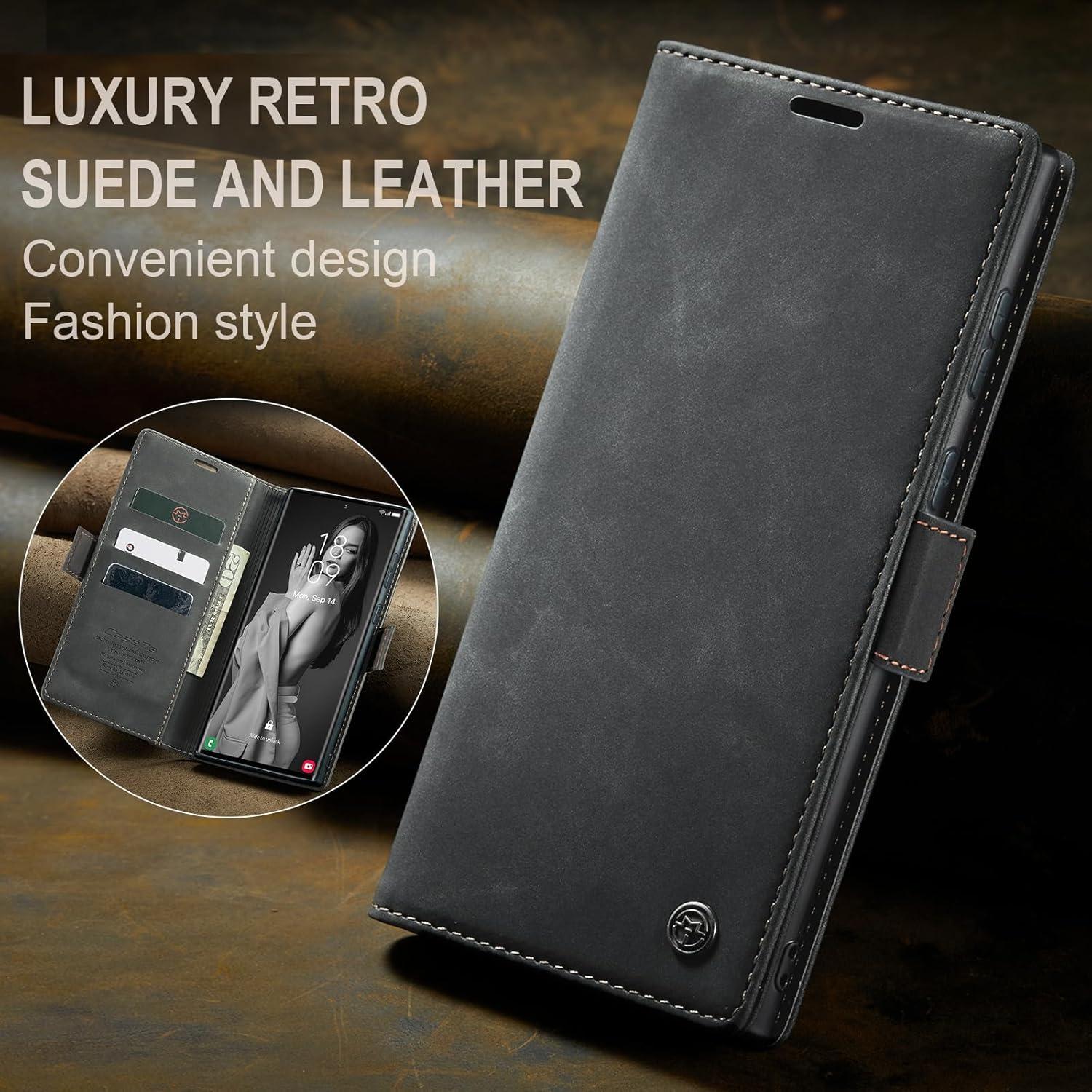 KZB Samsung Galaxy S23 Ultra 5G Hülle Leder Klapphülle RFID Standfunktion Grau