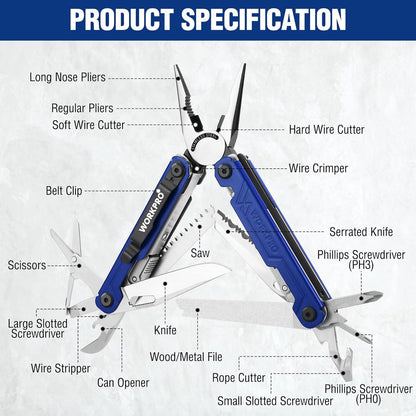 Multifunktionszange Werkzeug 18 in 1 Edelstahl Multitool Blau