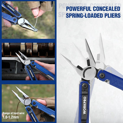 WORKPRO 18 in 1 Multifunktionszange Edelstahl Multitool Blau