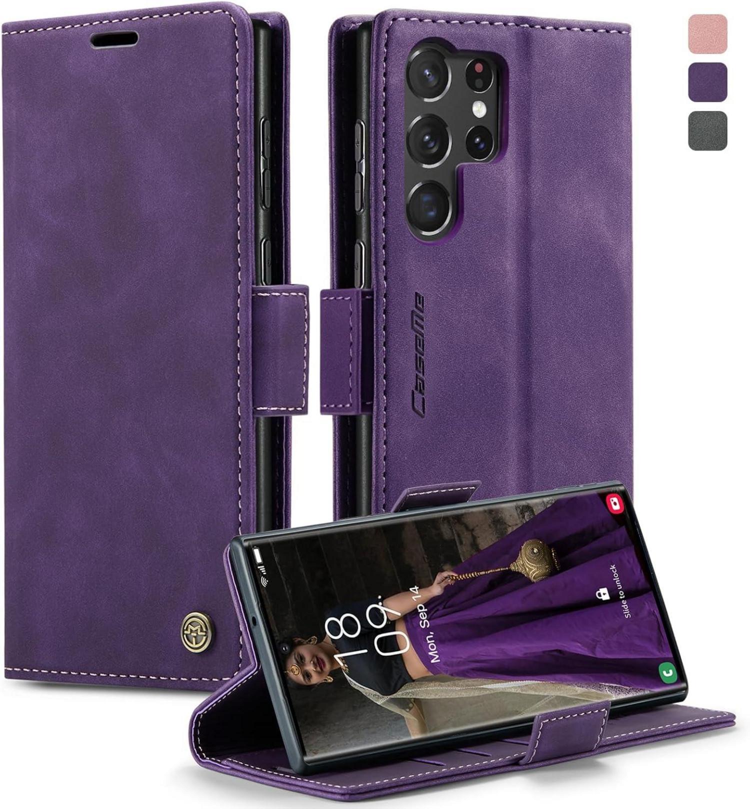 Handyhülle Samsung Galaxy S23 Ultra 5G Leder RFID Tasche Standfunktion