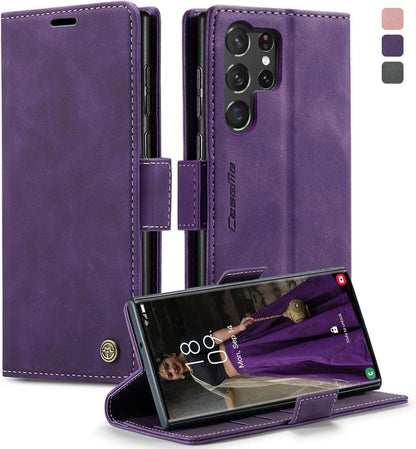 Handyhülle Samsung Galaxy S23 Ultra 5G Leder RFID Tasche Standfunktion