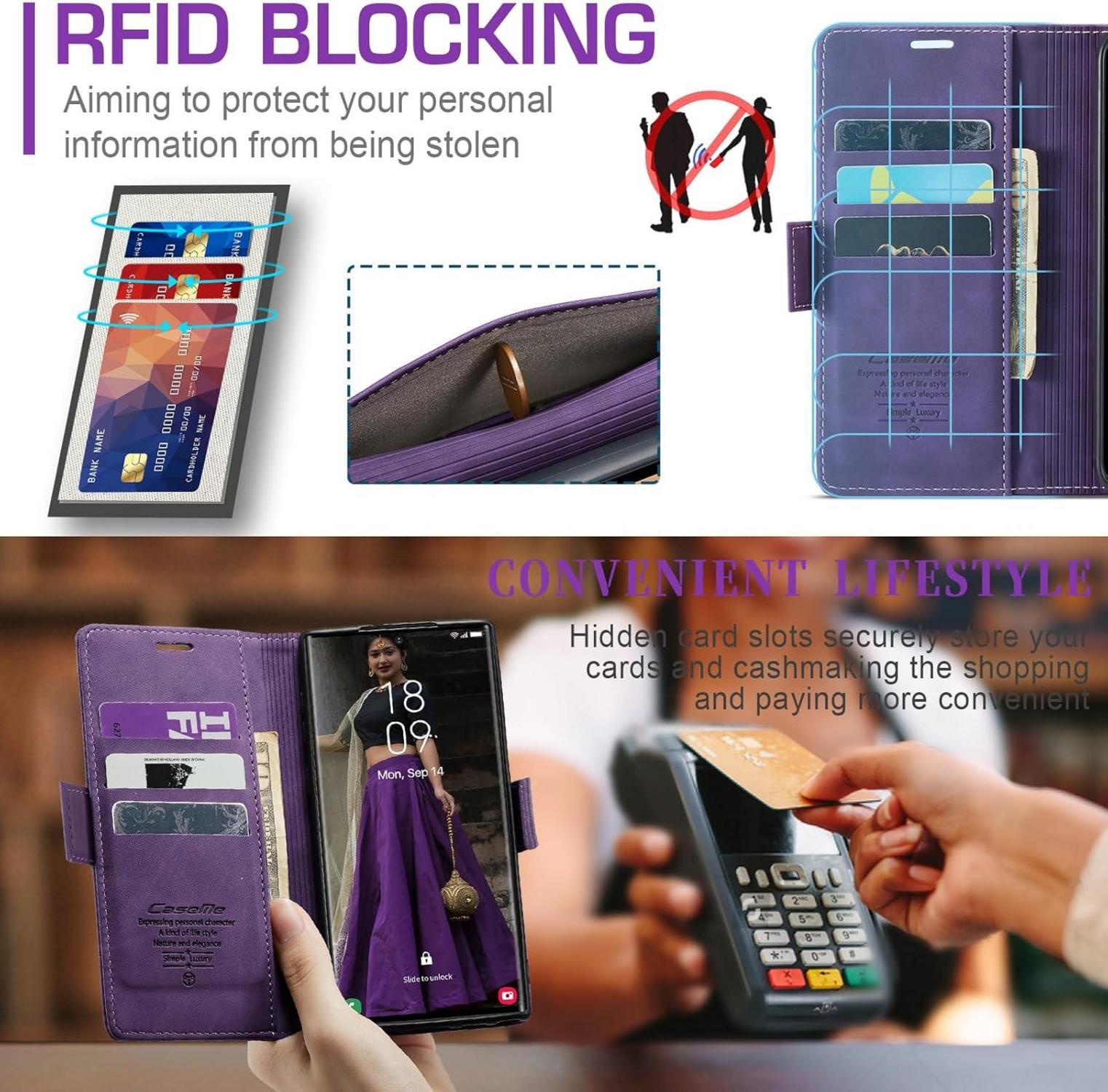 Samsung Galaxy S23 Ultra 5G Handyhülle Leder RFID Flip Case
