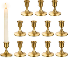 Goldene Kerzenständer Set für Stabkerzen - 12er Vintage Dekoration