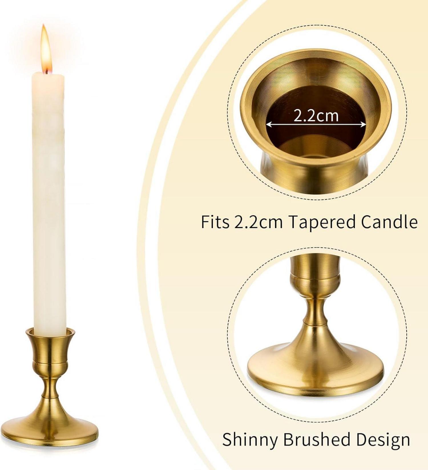 Goldener Kerzenhalter für festliche Tischdekoration - 12er Set Kegelform Vintage