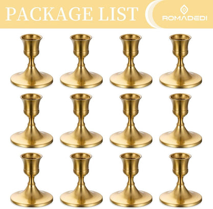 Goldener Kerzenhalter für festliche Tischdekoration - 12er Set Kegelform Vintage