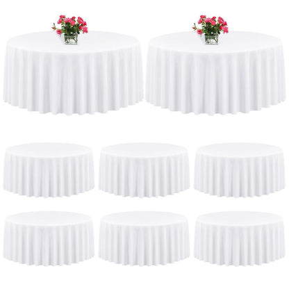 8x Runde Tischdecke 305cm – Weiß, Waschbar & Premium