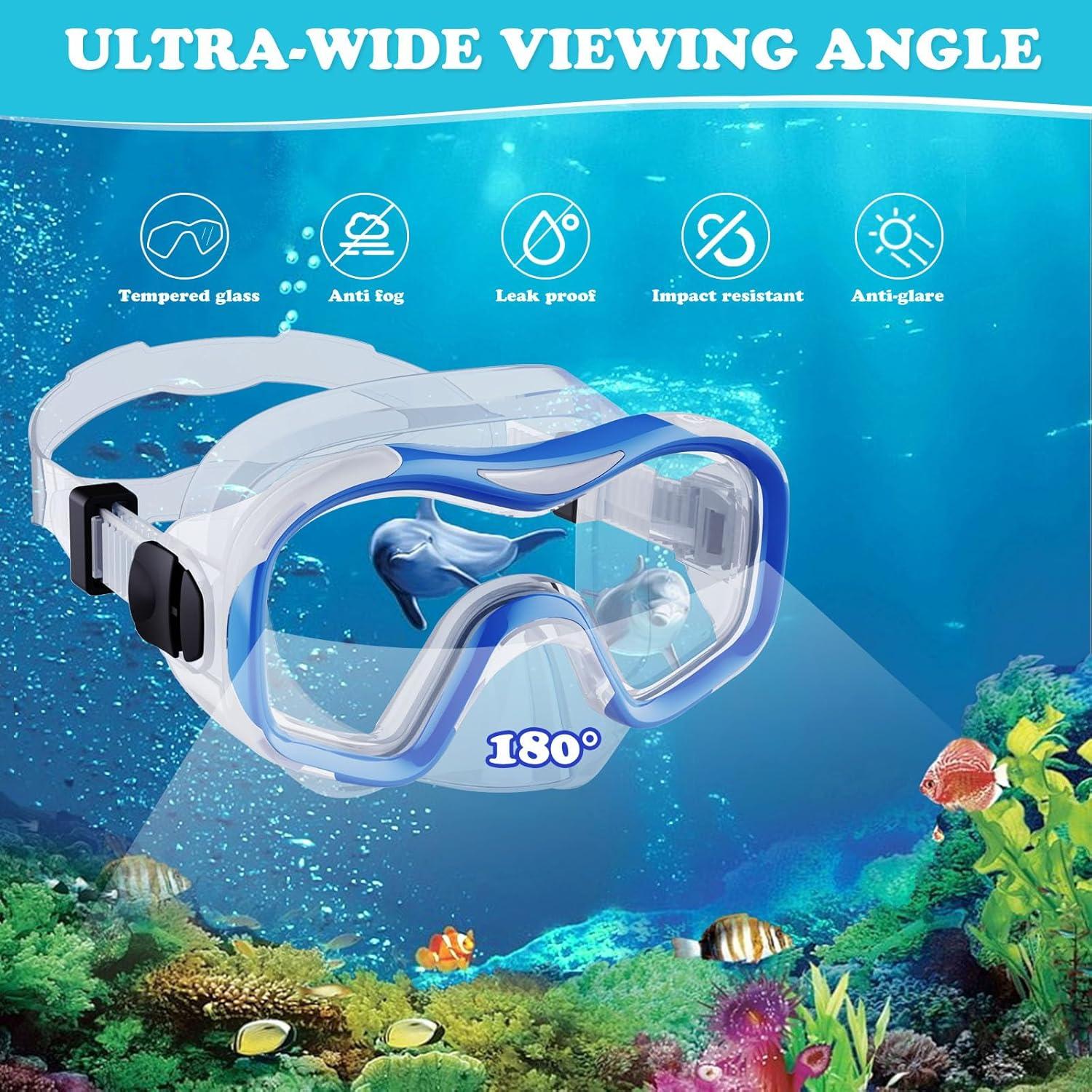 Kinder Schnorchelset mit Anti-Fog Taucherbrille Blau