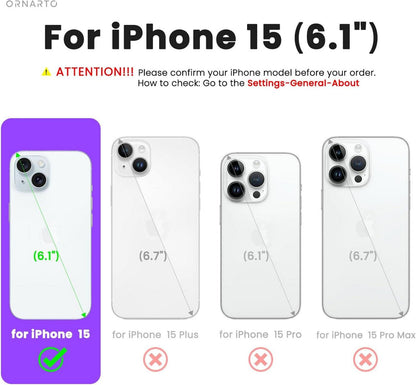 ORNARTO iPhone 15 Silikon Hülle Magnetisch 6.1 Zoll Stoßfest