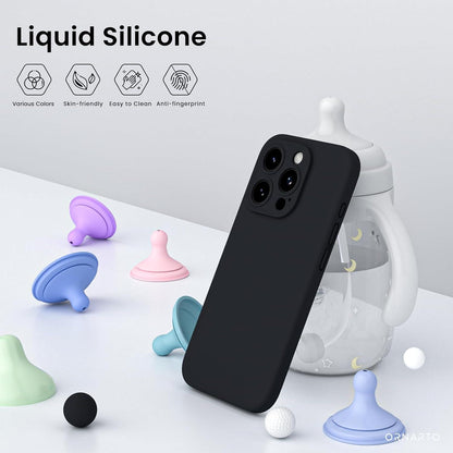 iPhone 15 Pro Max Hülle flüssiges Silikon Kameraschutz 2 Schutzfolien