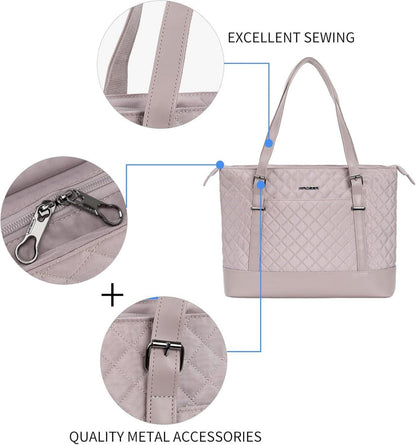 Elegante Laptop Damen Handtasche 15,6 Zoll Grau-Rosa