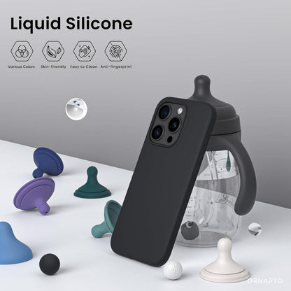 Schwarze flüssige Silikonhülle für iPhone 15 Pro - Kratzfest