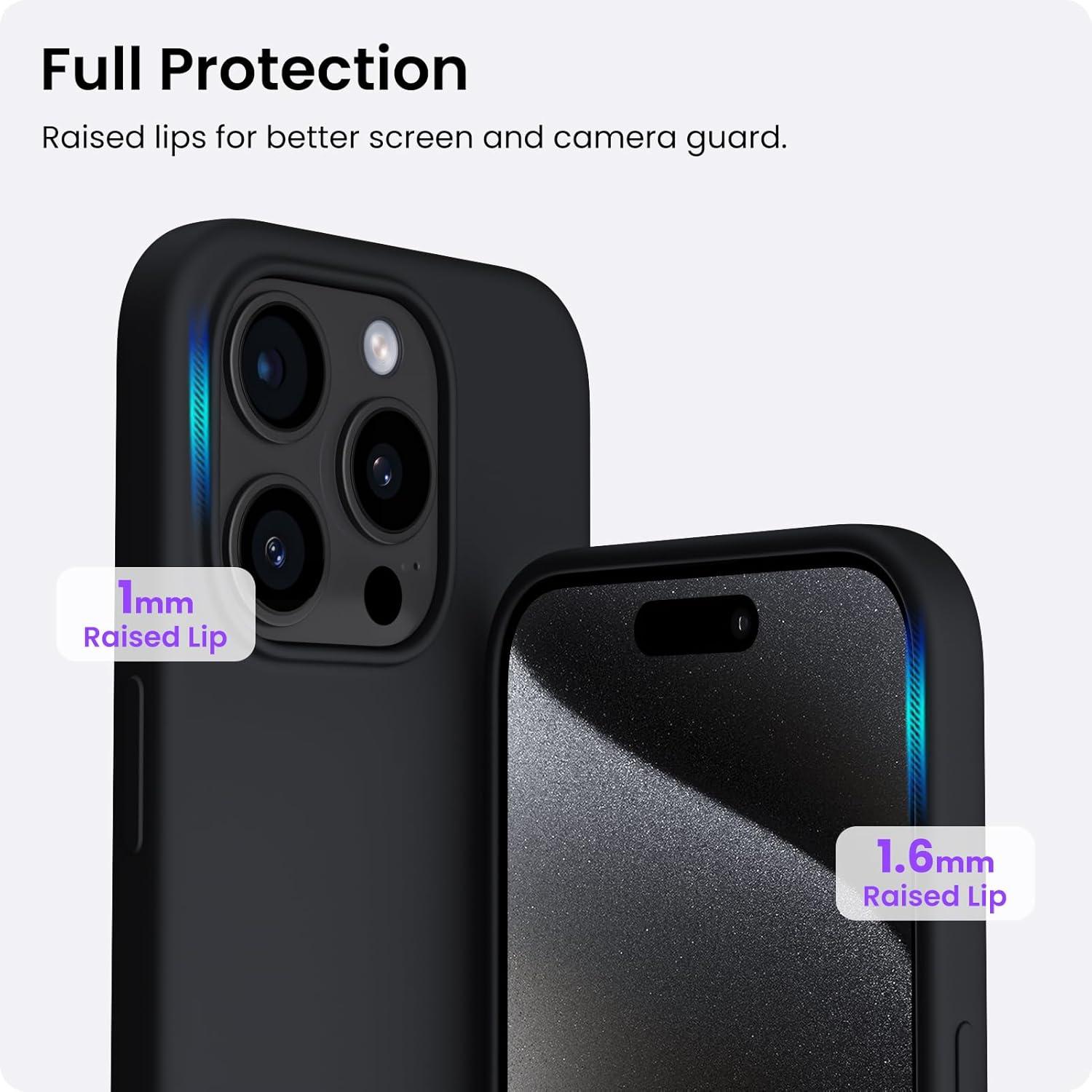 ORNARTO iPhone 15 Pro Hülle Silikon 6,1 Zoll Schwarz 2023