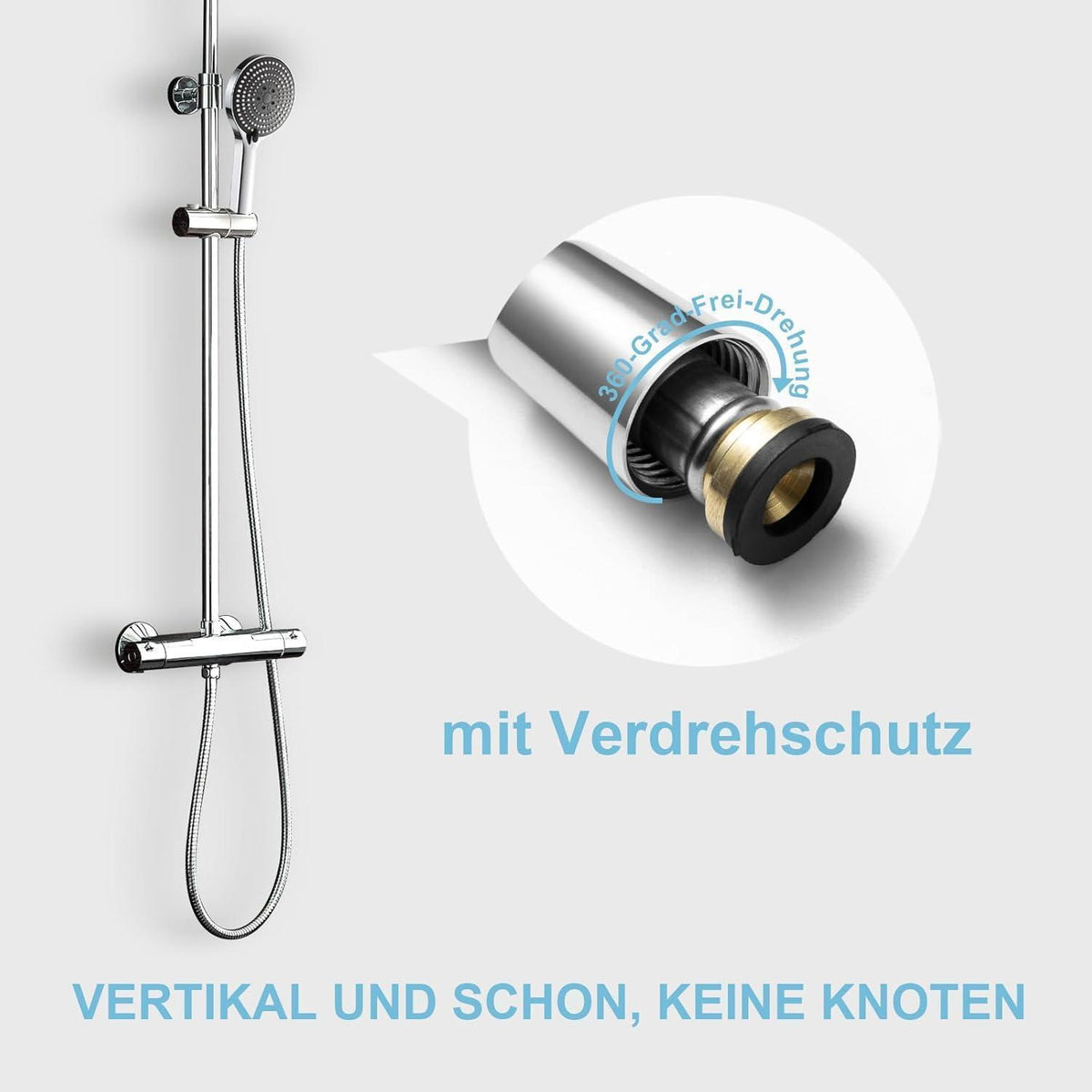 Hochdurchfluss Duschschlauch 2m Edelstahl, Auslaufsicher & Knickschutz