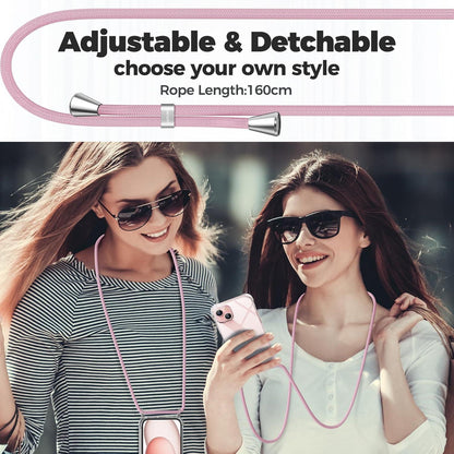 Handykette für iPhone 15 6,1 Zoll Transparente Necklace Hülle mit