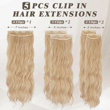 Lange Wellige Clip in Extensions, 5-teilig, Honigblond