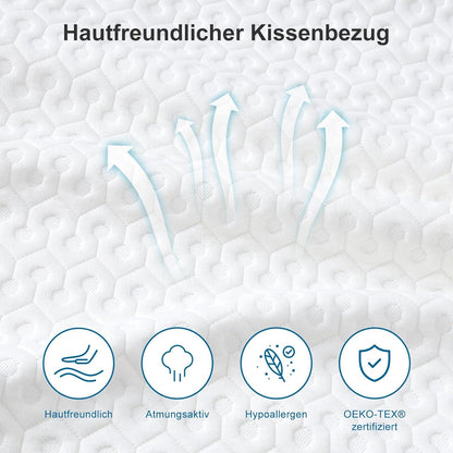BedStory Gel Memory Foam Kissen 40x60 Seiten/Nacken/Höhe 8cm, waschbarer Bezug
