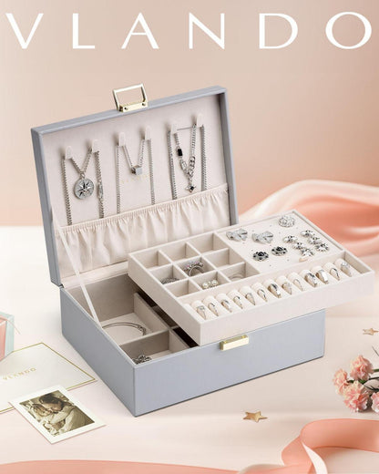 Schmuckkästchen 2 Ebenen Schmuckaufbewahrung Box Groß Damen Mädchen