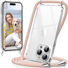 Handykette transparente Hülle für iPhone 15 Pro Max, rosa