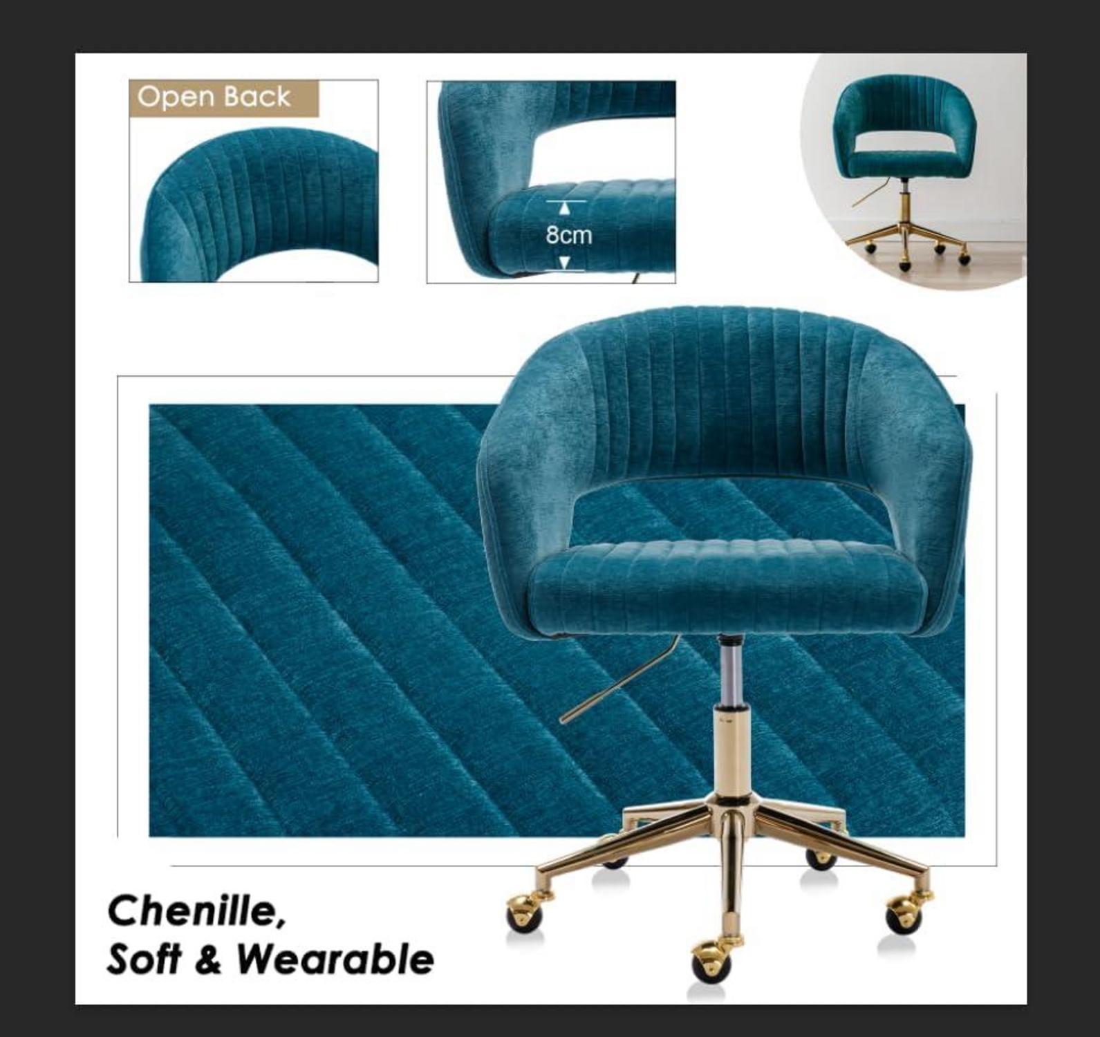 Verstellbarer Bürostuhl aus Chenille Blau Rückenlehne modern