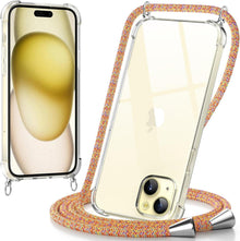 Handykette für iPhone 15, Transparente Hülle mit Kordel, Stoßfeste