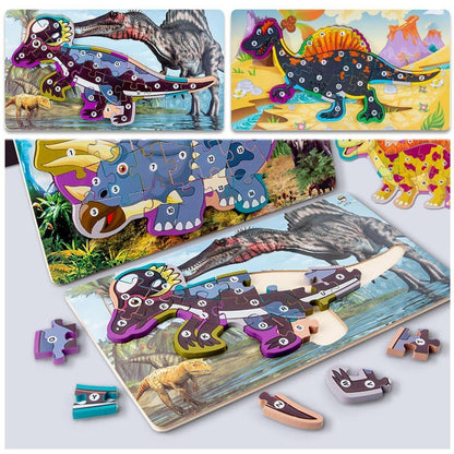 Montessori Dino Puzzle Holz 26Teile Lernspiel ab 2 Jahre