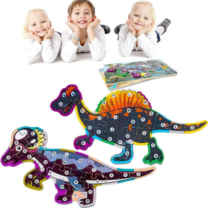 Montessori Dino Puzzle Holz 26Teile Lernspiel ab 2 Jahre