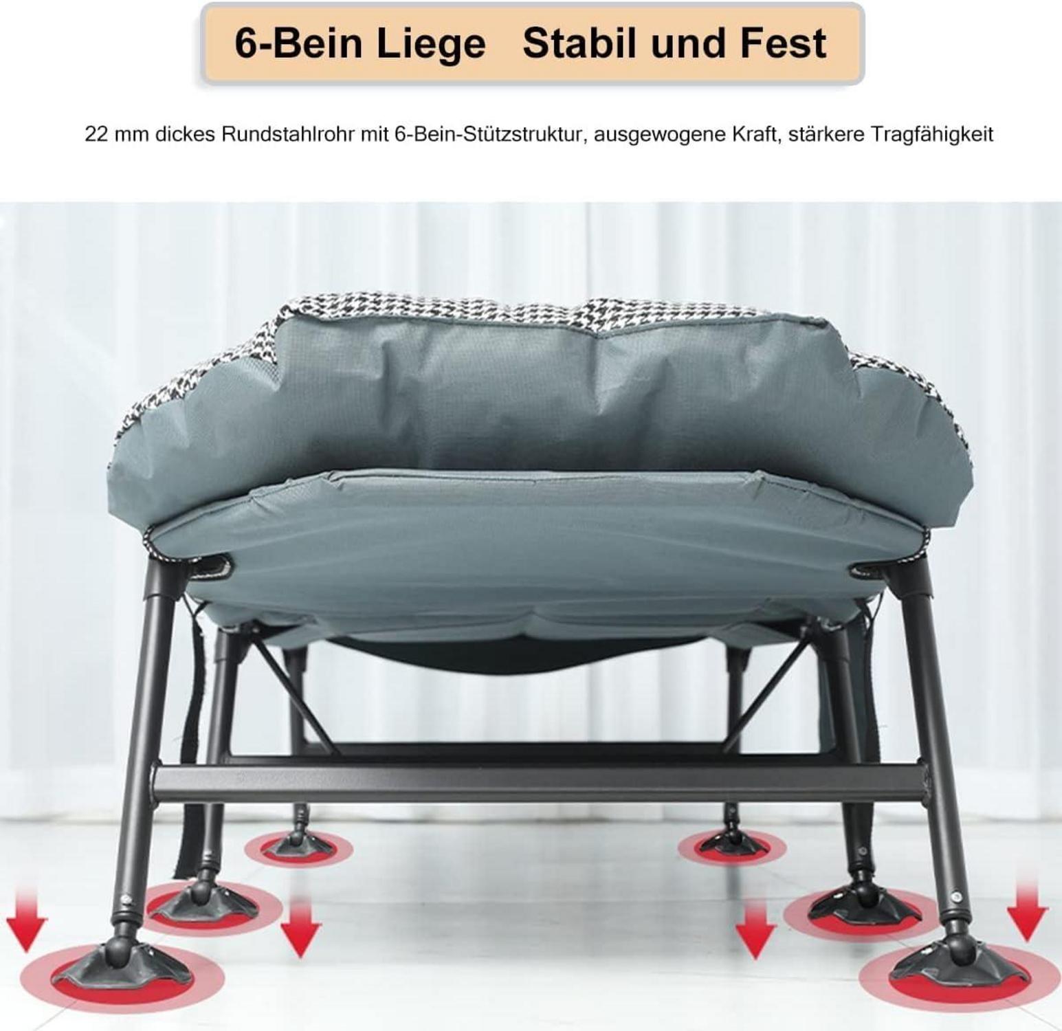 Klappbare Sonnenliege mit Auflage, Liegestuhl Feldbett 190x67cm