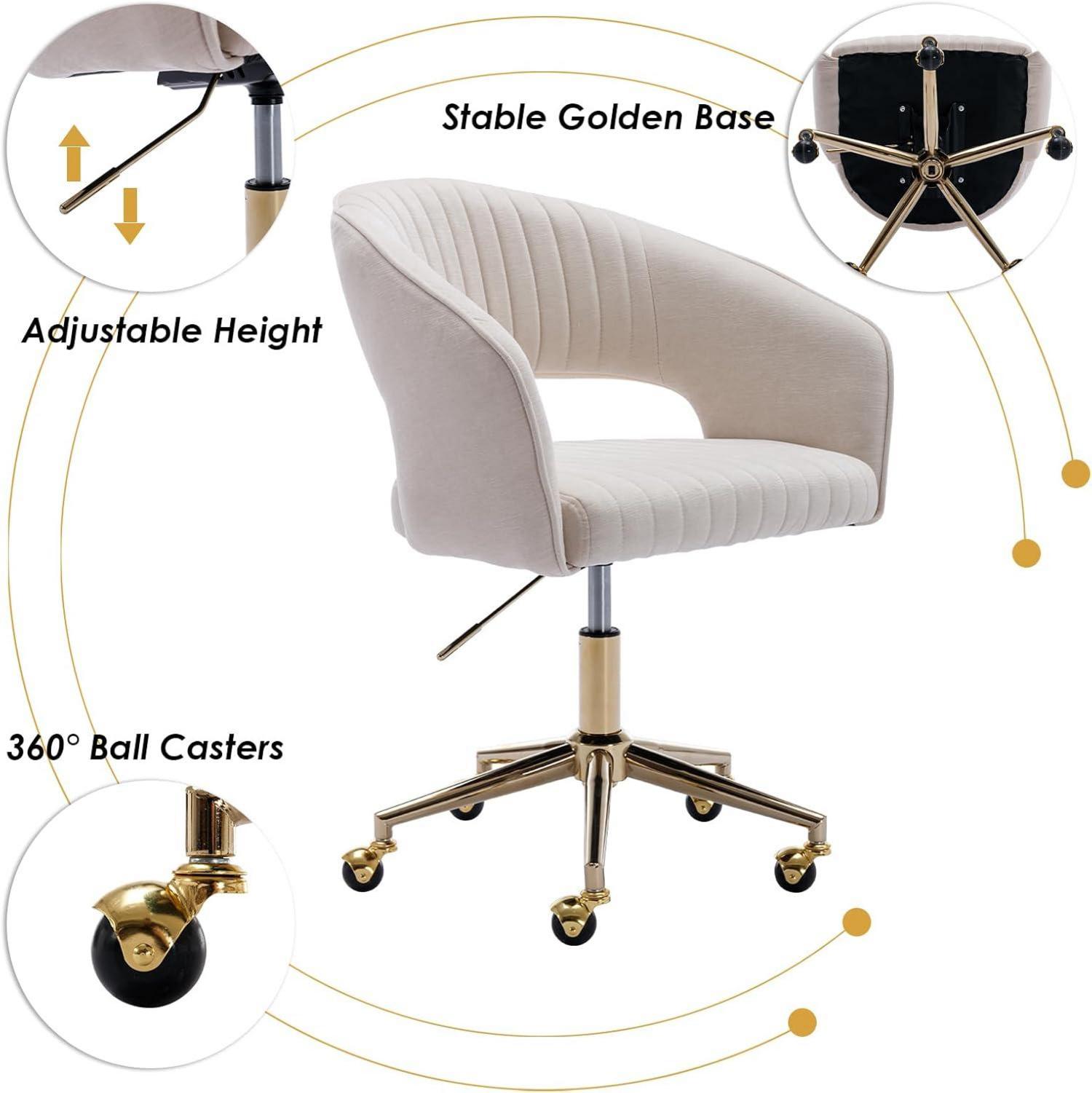 Moderne Bürostuhl Beige Chenille 360° Drehung Ergonomisch