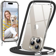 Handykette iPhone 15 Pro Max Necklace Hülle Transparent Schwarz