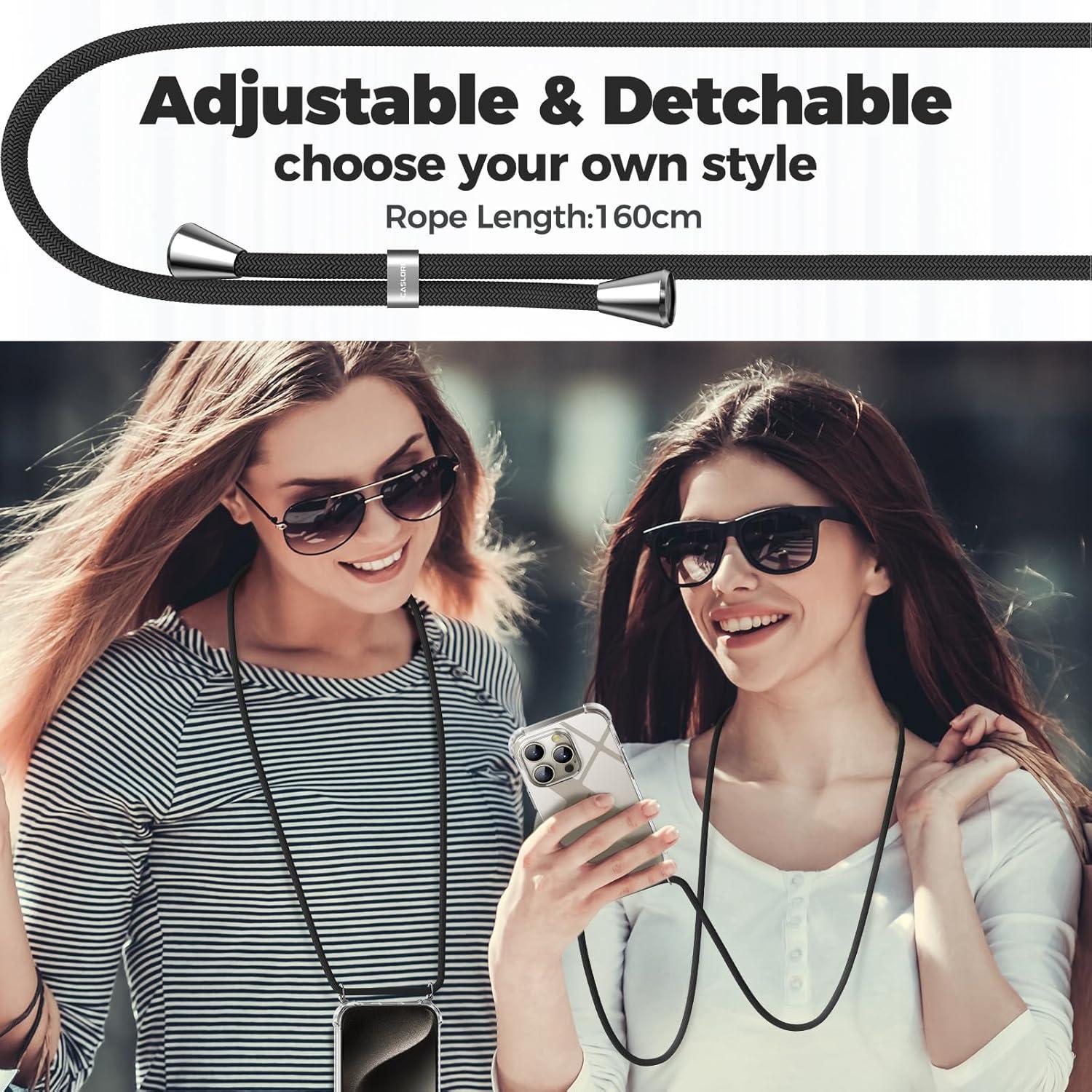 Handykette für iPhone 15 Pro Max, Transparente Necklace Hülle mit