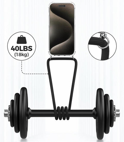 Caslord Handykette Necklace Hülle für iPhone 15 Pro Max Transparent Schwarz