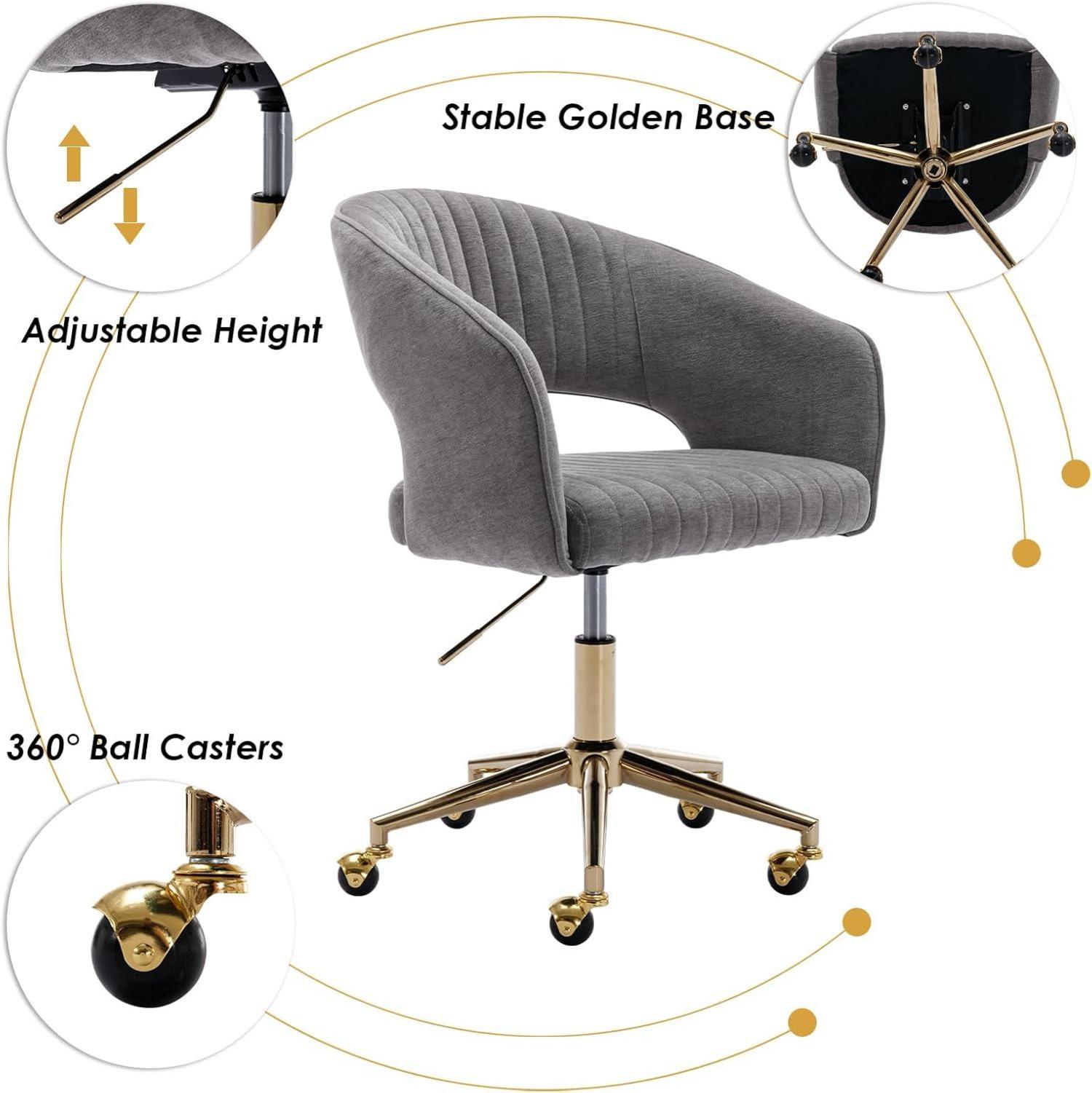 Ergonomischer Bürostuhl aus Chenille in Grau - Höhenverstellbar